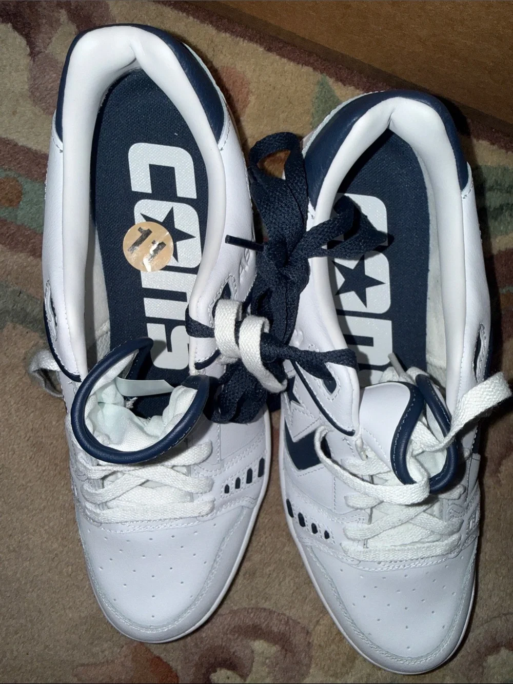 Converse White and Navy Low-Top Sneakers - Picture 2 of 4